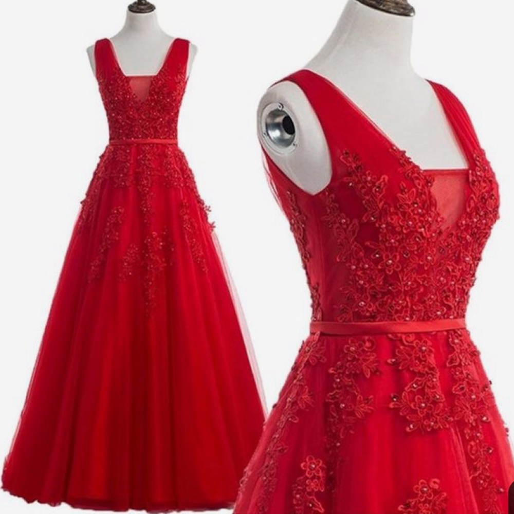 Huifany Bridal Elegant Dress V neck